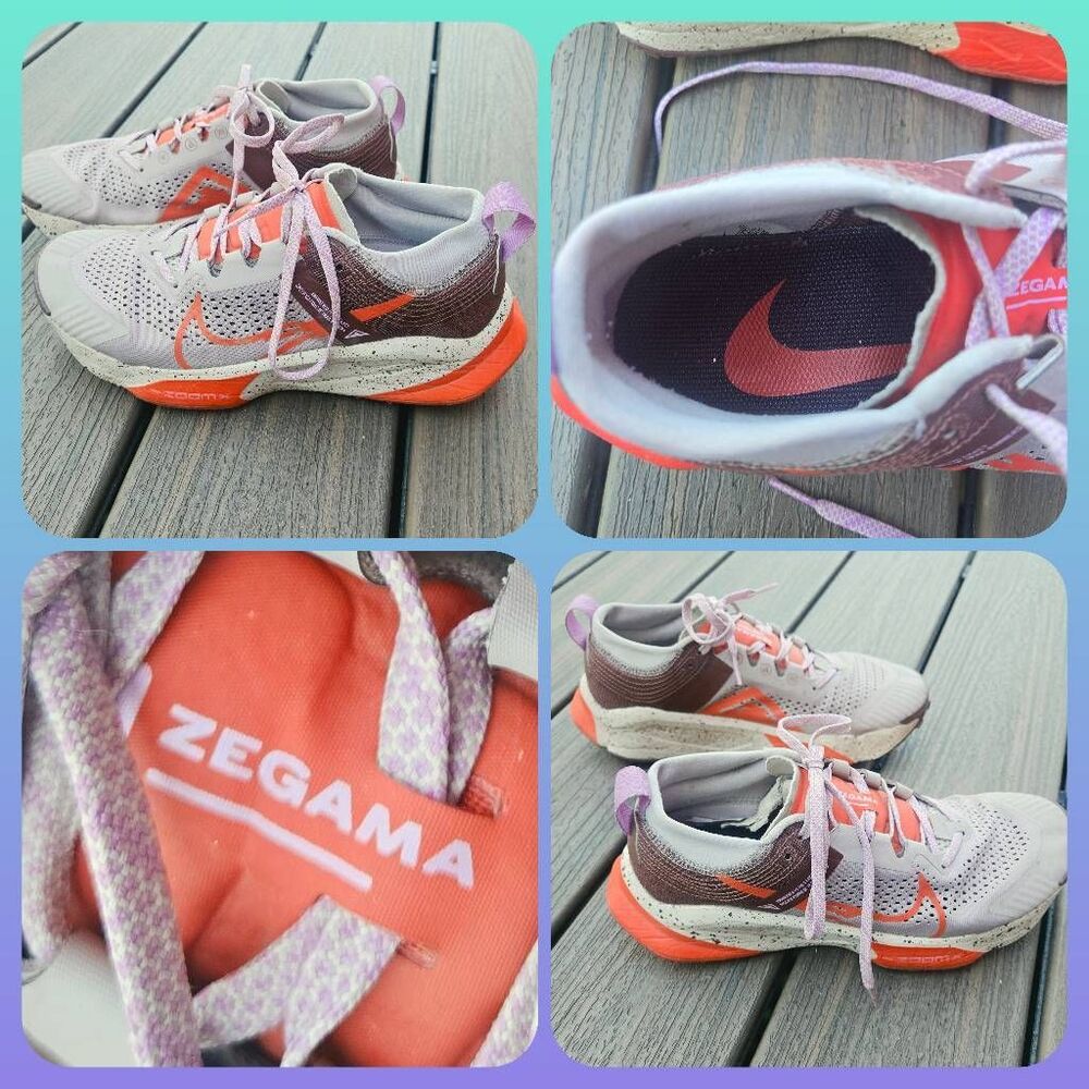 Nike Zoomx Zegama Trail Running Sneakers size 9 women's orange beige